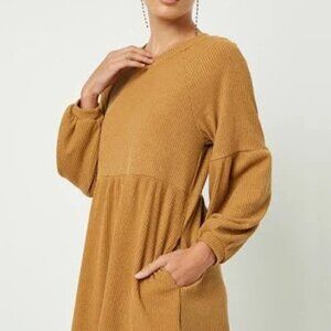 LIKE NEW} Hayden Women's Long Sleeve, Raglan Dress, Mustard Gold/Size - L